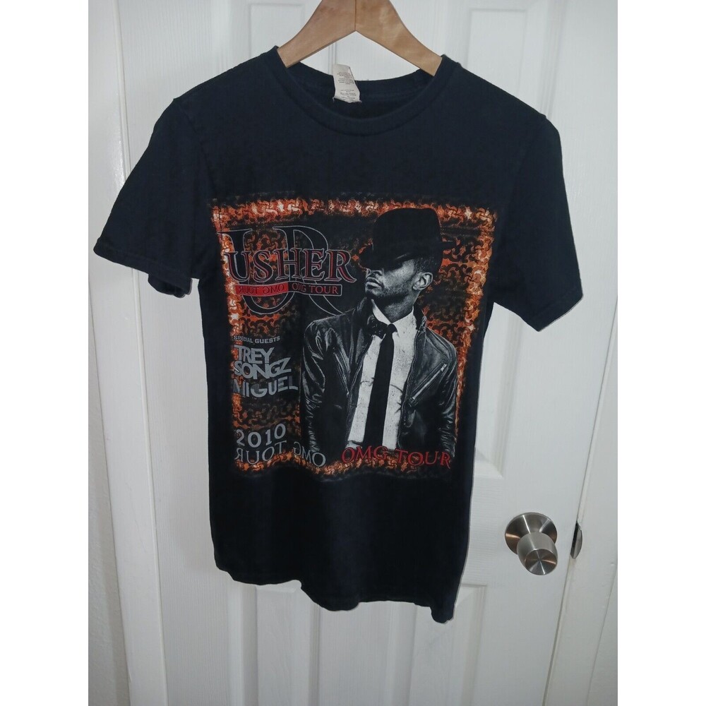 Usher Omg Tour 2010 R&B Rap Tee‎ Concert Vintage Shirt Size Small In Black